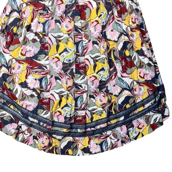 Torrid Plus Maxi Crinkle Gauze Hi-Low Pull On Colorful Floral Midi Maxi Skirt - Picture 7 of 12